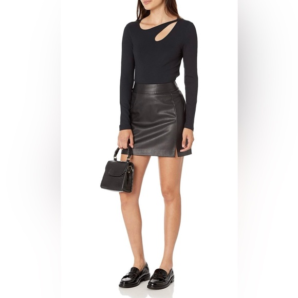 The Drop Women's Aiden Vegan Leather Mini Skirt, Black, XL - Picture 3 of 10
